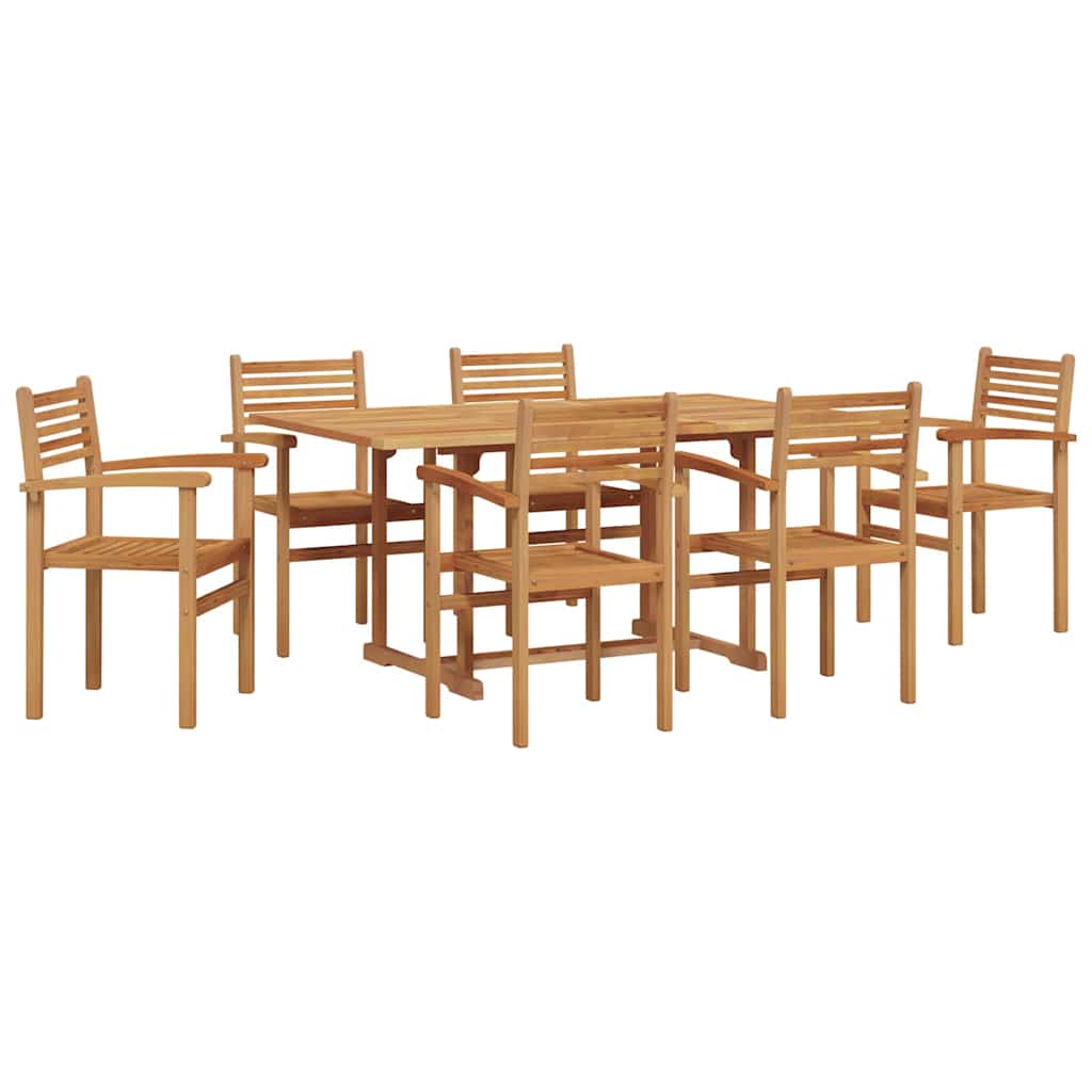 Garden Dining Set 7 pcs Brown Solid teak wood