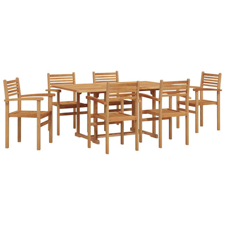 Garden Dining Set 7 pcs Brown Solid teak wood
