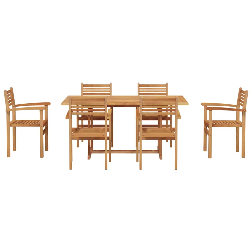 Garden Dining Set 7 pcs Brown Solid teak wood