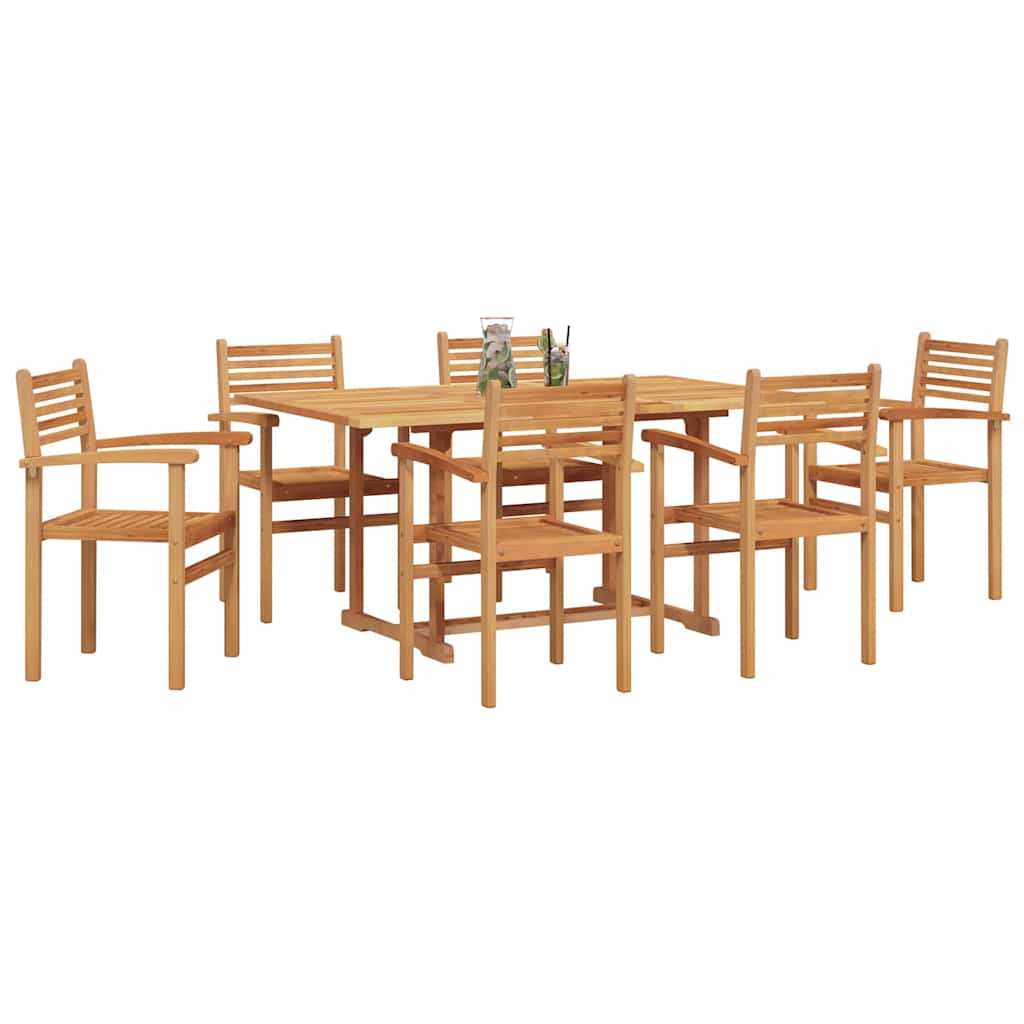 Garden Dining Set 7 pcs Brown Solid teak wood