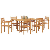 Garden Dining Set 7 pcs Brown Solid teak wood