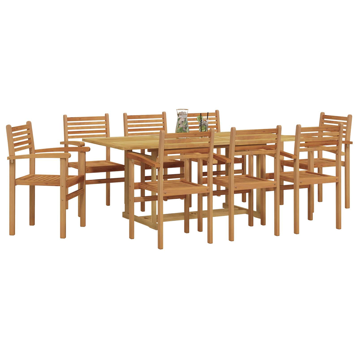 Garden Dining Set 9 pcs Brown Solid Teak Wood