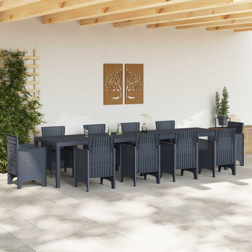 Garden Table Anthracite 350 x 100 x 73 cm Poly Rattan