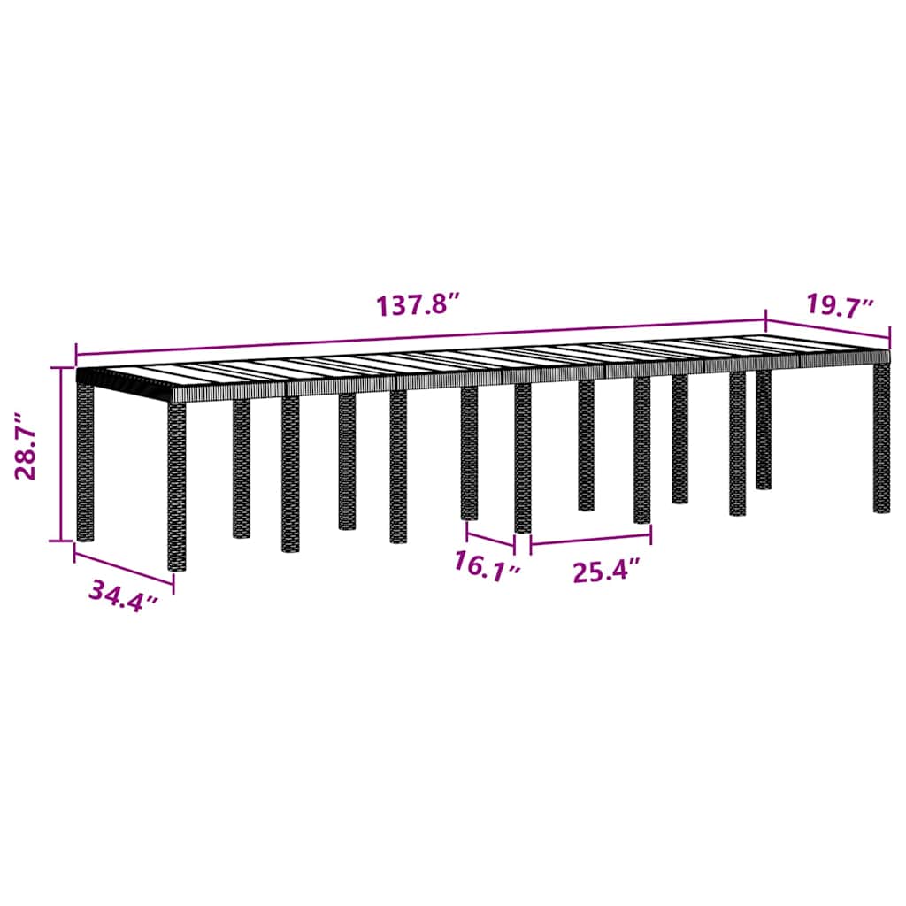Garden Table Anthracite 350 x 100 x 73 cm Poly Rattan