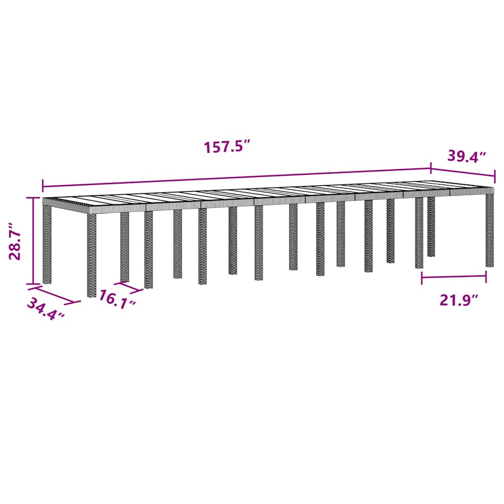 Garden Table Anthracite 400 x 100 x 73 cm Poly Rattan