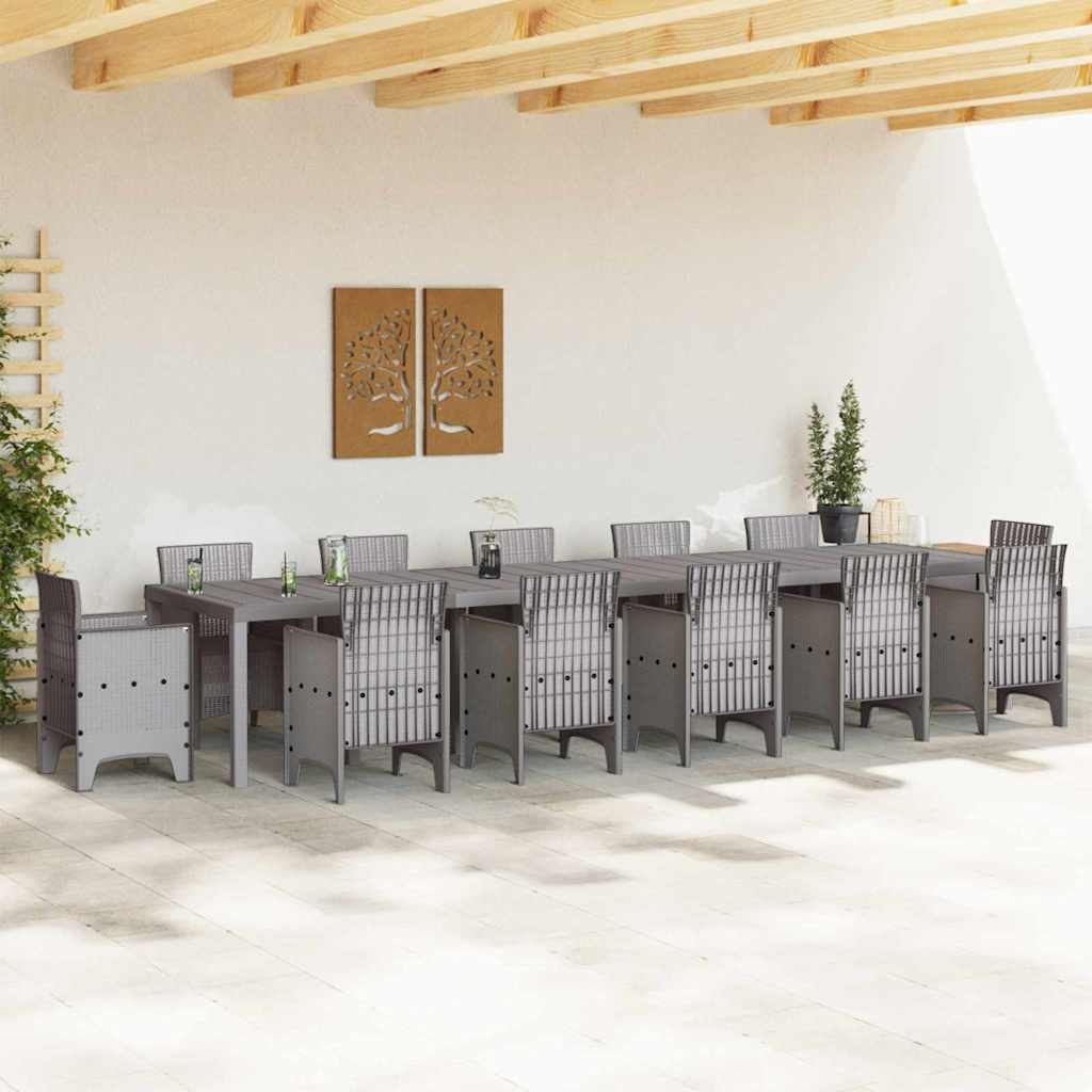 Garden Table Light grey 400 x 100 x 73 cm Poly Rattan