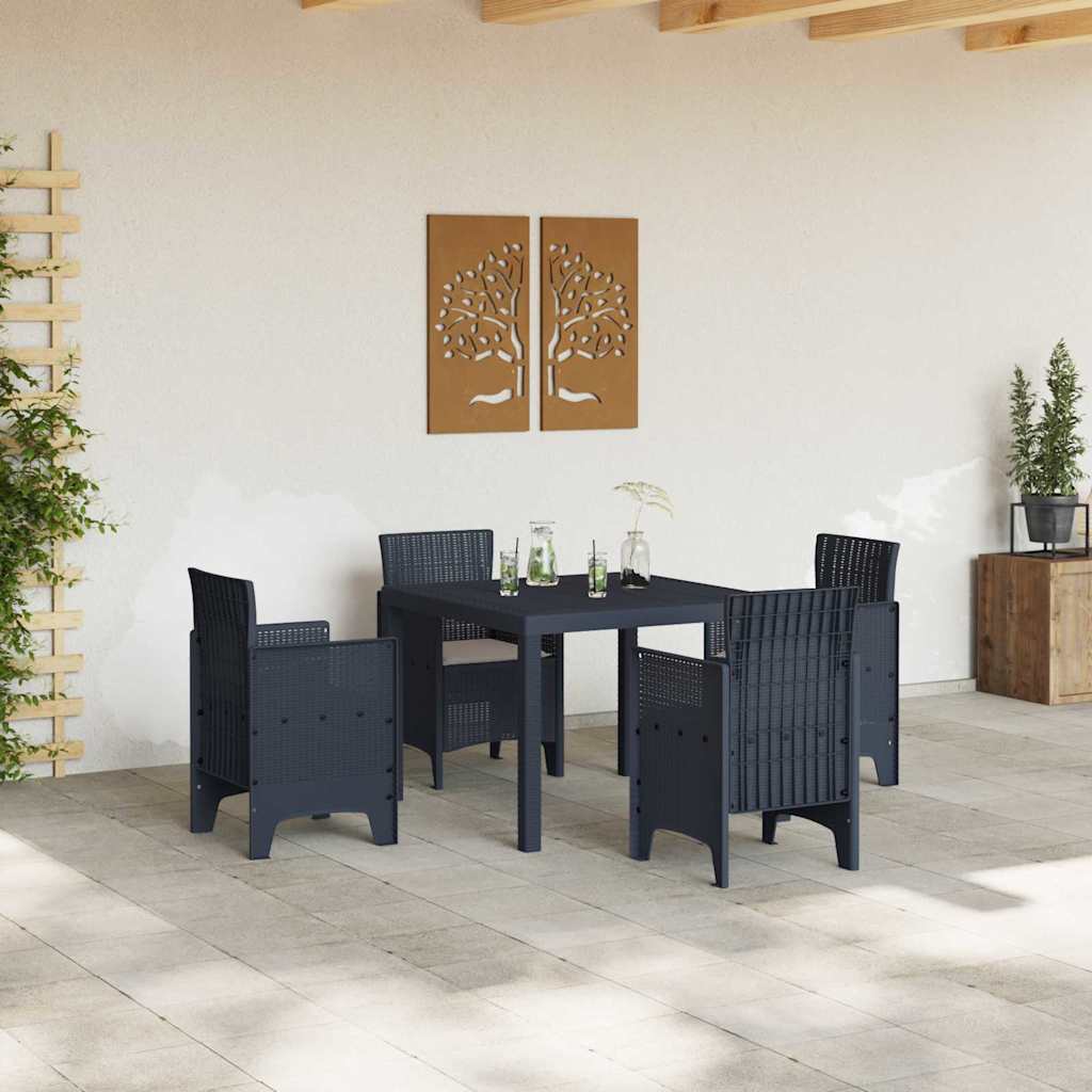 Garden Dining Set 5 pcs Anthracite Polt rattan