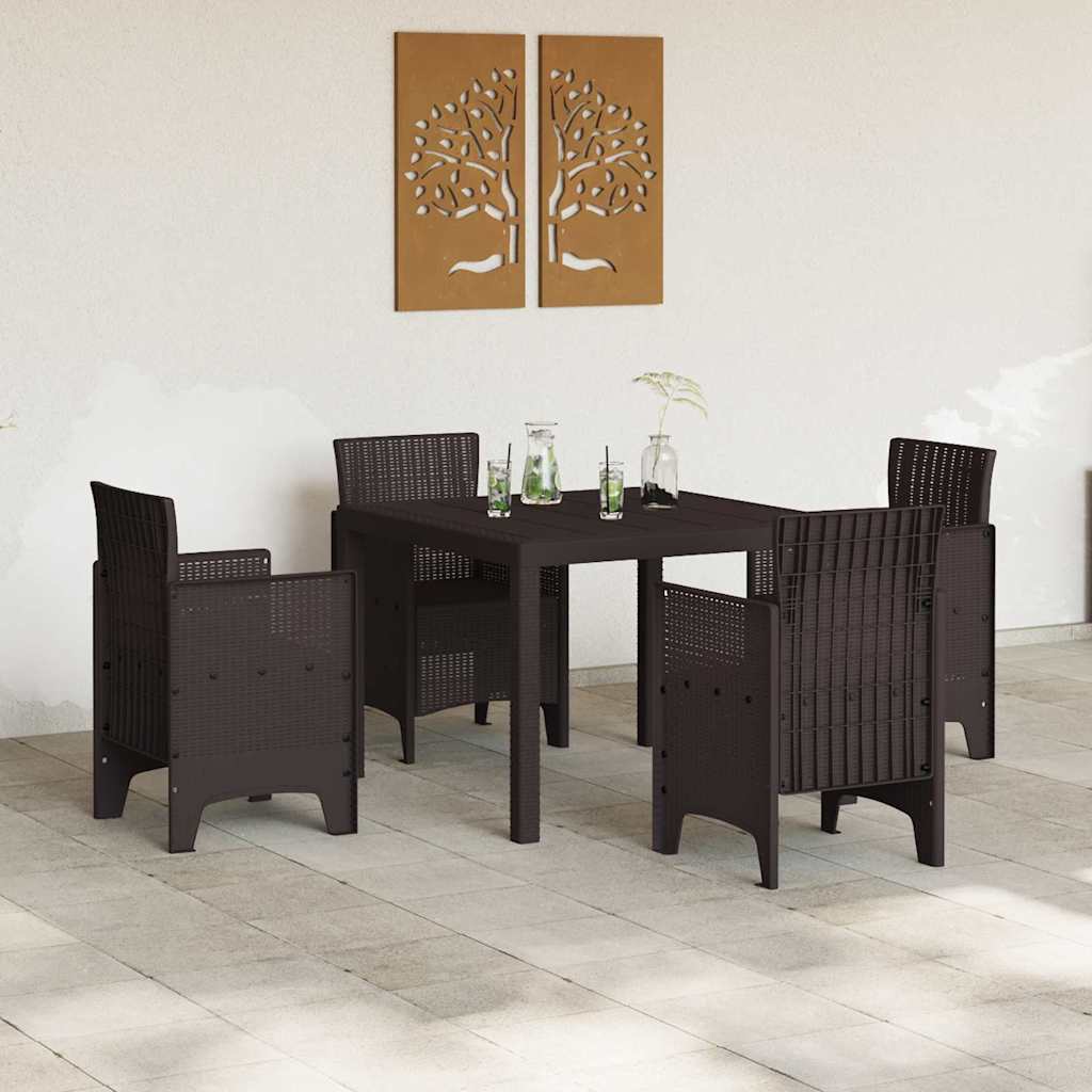 Garden Dining Set 5 pcs Brown Polt rattan