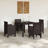 Garden Dining Set 5 pcs Brown Polt rattan