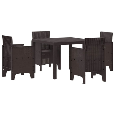 Garden Dining Set 5 pcs Brown Polt rattan