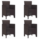 Garden Dining Set 5 pcs Brown Polt rattan
