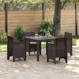Garden Dining Set 5 pcs Brown Polt rattan