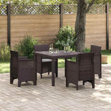 Garden Dining Set 5 pcs Brown Polt rattan