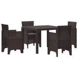 Garden Dining Set 5 pcs Brown Polt rattan