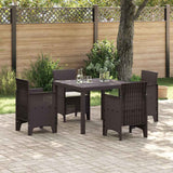 Garden Dining Set 5 pcs Brown Polt rattan