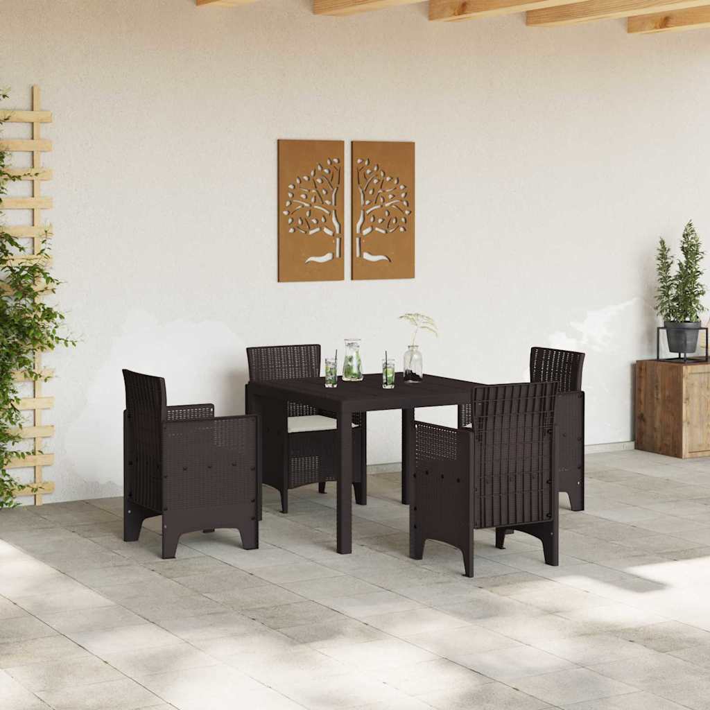 Garden Dining Set 5 pcs Brown Polt rattan