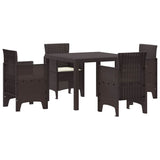 Garden Dining Set 5 pcs Brown Polt rattan