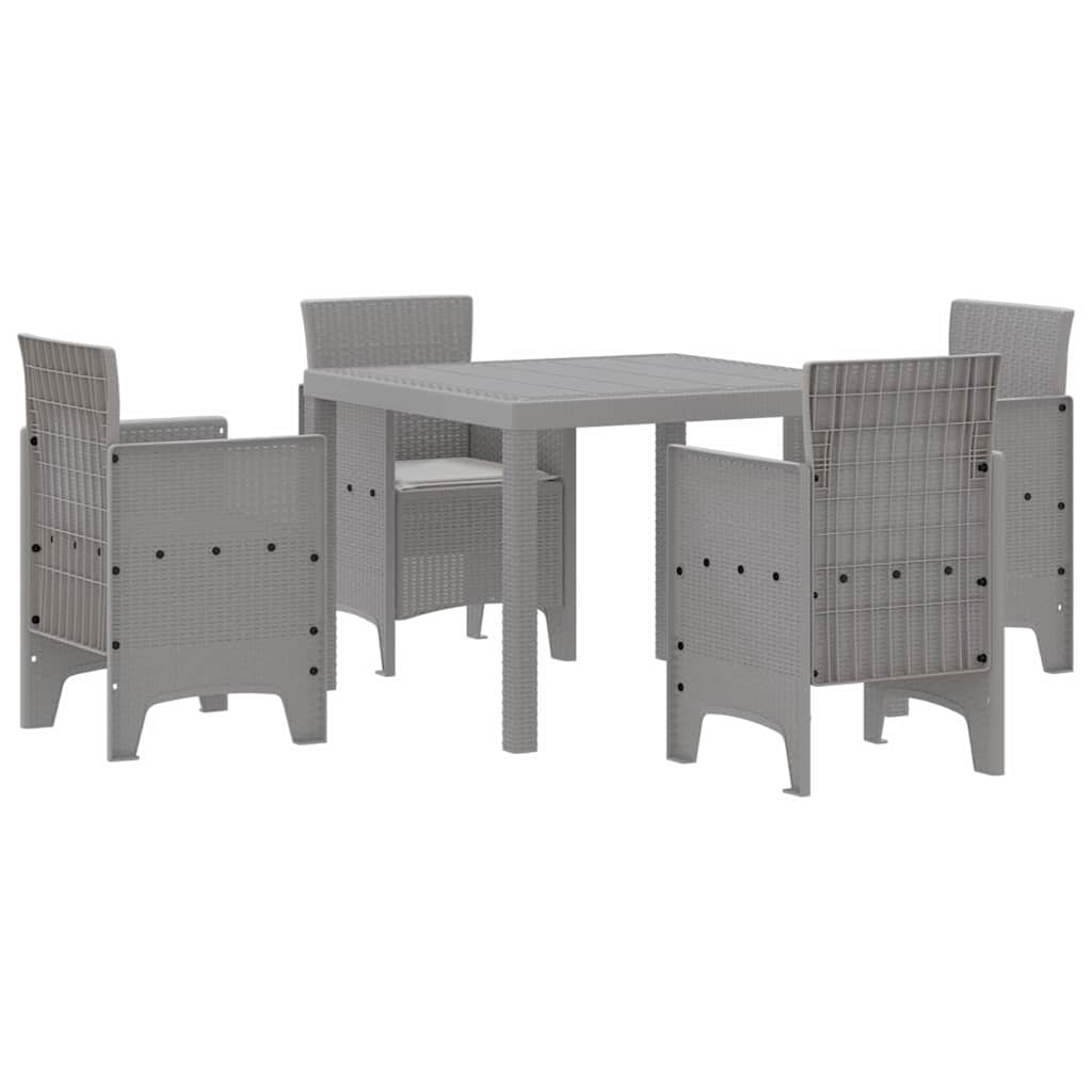 Garden Dining Set 5 pcs Light Grey Polt rattan
