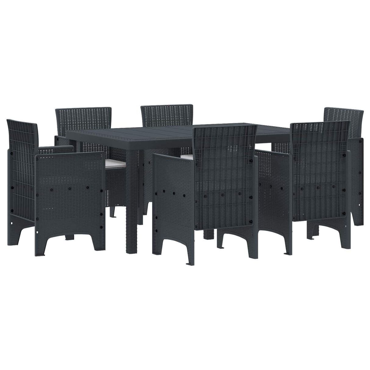 Garden Dining Set 7 pcs Anthracite Polt rattan