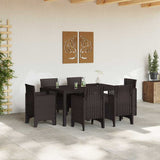 Garden Dining Set 7 pcs Brown Polt rattan