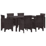 Garden Dining Set 7 pcs Brown Polt rattan
