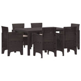 Garden Dining Set 7 pcs Brown Polt rattan