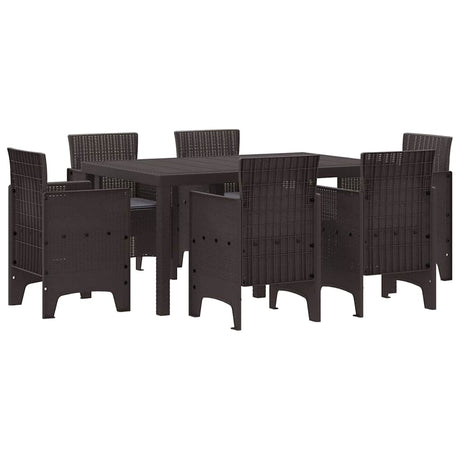 Garden Dining Set 7 pcs Brown Polt rattan