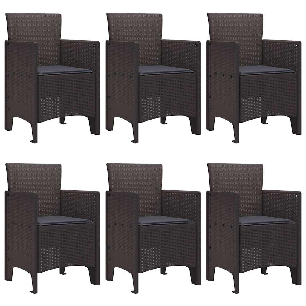 Garden Dining Set 7 pcs Brown Polt rattan