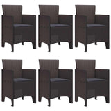 Garden Dining Set 7 pcs Brown Polt rattan