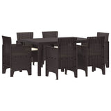 Garden Dining Set 7 pcs Brown Polt rattan