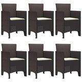 Garden Dining Set 7 pcs Brown Polt rattan