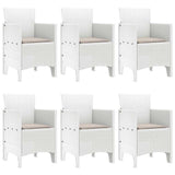 Garden Dining Set 7 pcs White Polt rattan