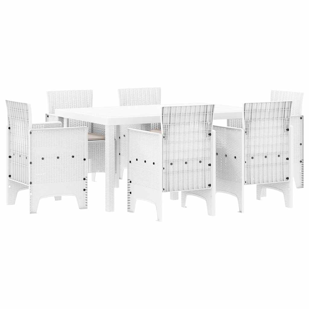 Garden Dining Set 7 pcs White Polt rattan