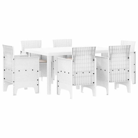 Garden Dining Set 7 pcs White Polt rattan
