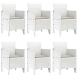 Garden Dining Set 7 pcs White Polt rattan