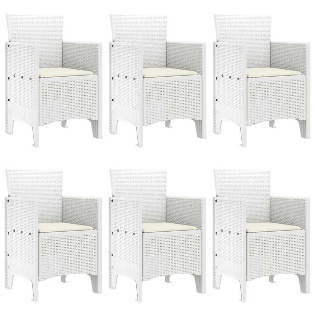 Garden Dining Set 7 pcs White Polt rattan