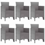 Garden Dining Set 7 pcs Light Grey Polt rattan