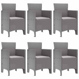 Garden Dining Set 7 pcs Light Grey Polt rattan