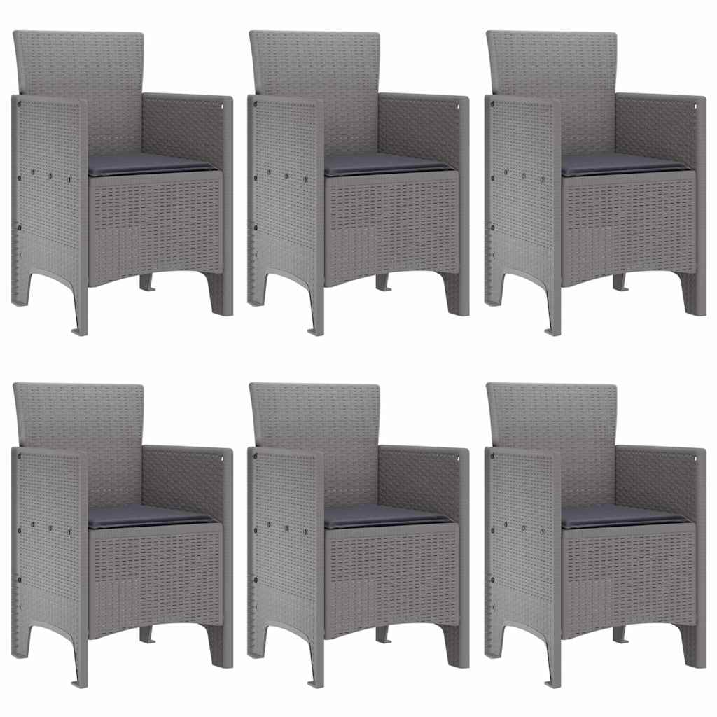Garden Dining Set 7 pcs Light Grey Polt rattan
