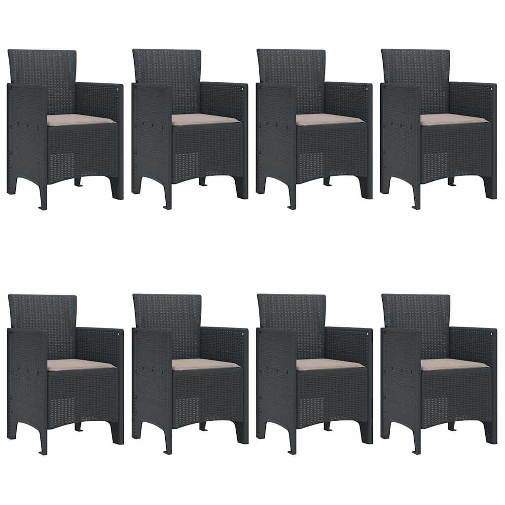 Garden Dining Set 9 pcs Anthracite Polt rattan