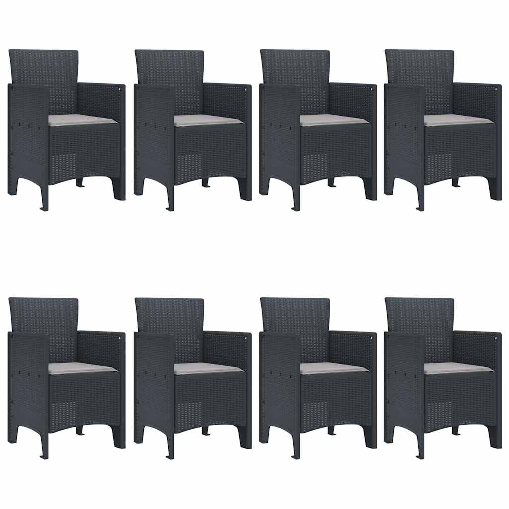 Garden Dining Set 9 pcs Anthracite Polt rattan