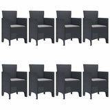 Garden Dining Set 9 pcs Anthracite Polt rattan