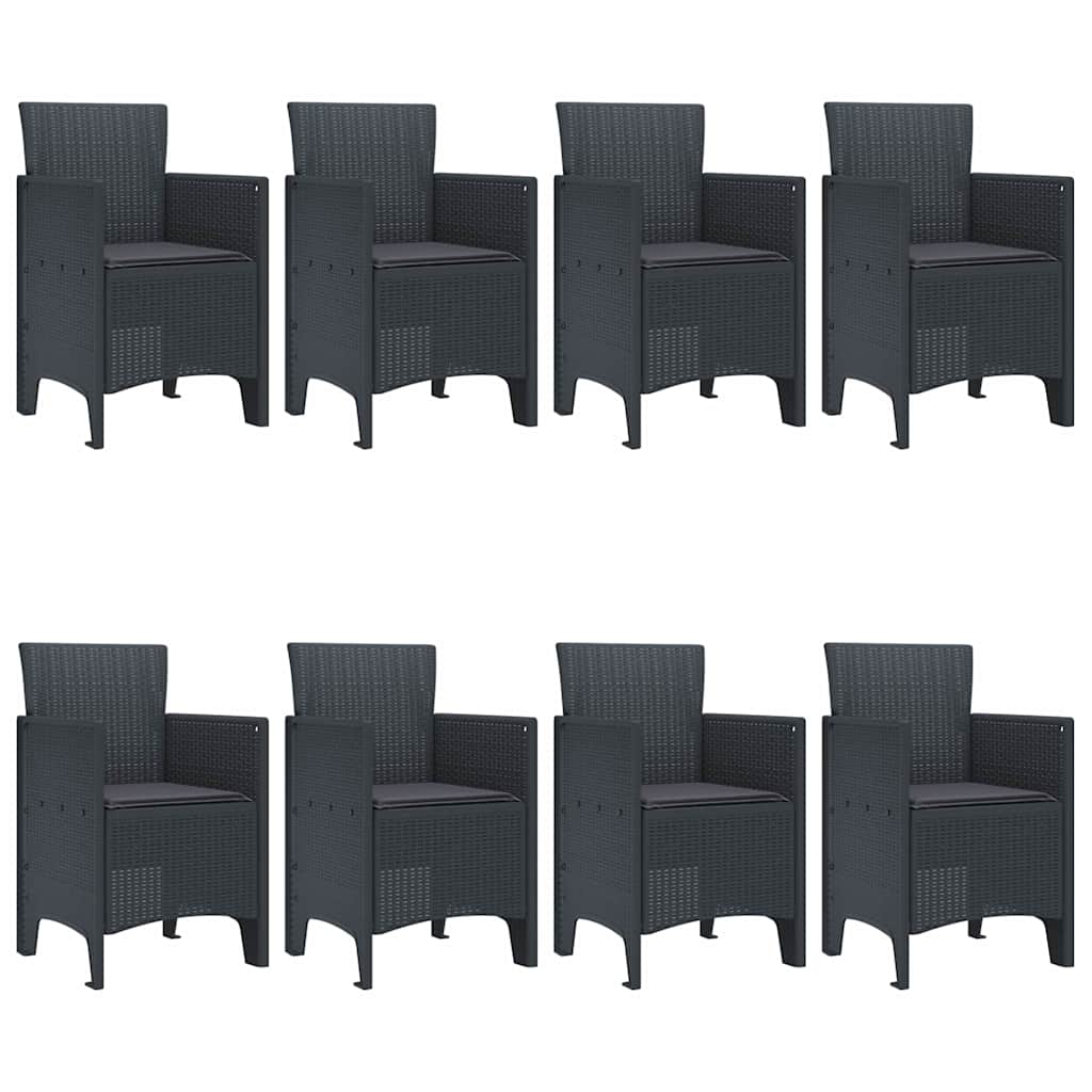 Garden Dining Set 9 pcs Anthracite Polt rattan