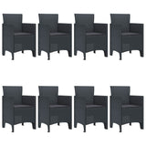 Garden Dining Set 9 pcs Anthracite Polt rattan