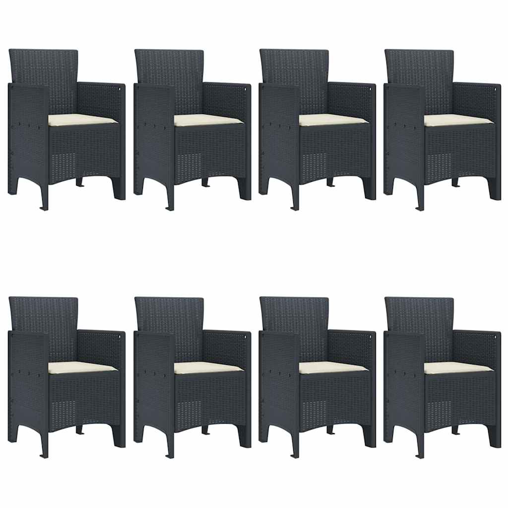 Garden Dining Set 9 pcs Anthracite Polt rattan