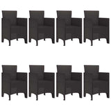 Garden Dining Set 9 pcs Brown Polt rattan