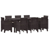 Garden Dining Set 9 pcs Brown Polt rattan