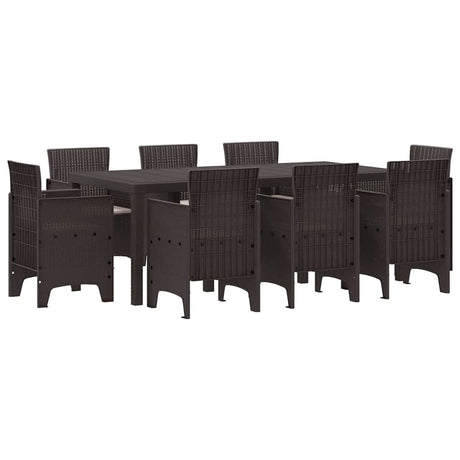 Garden Dining Set 9 pcs Brown Polt rattan