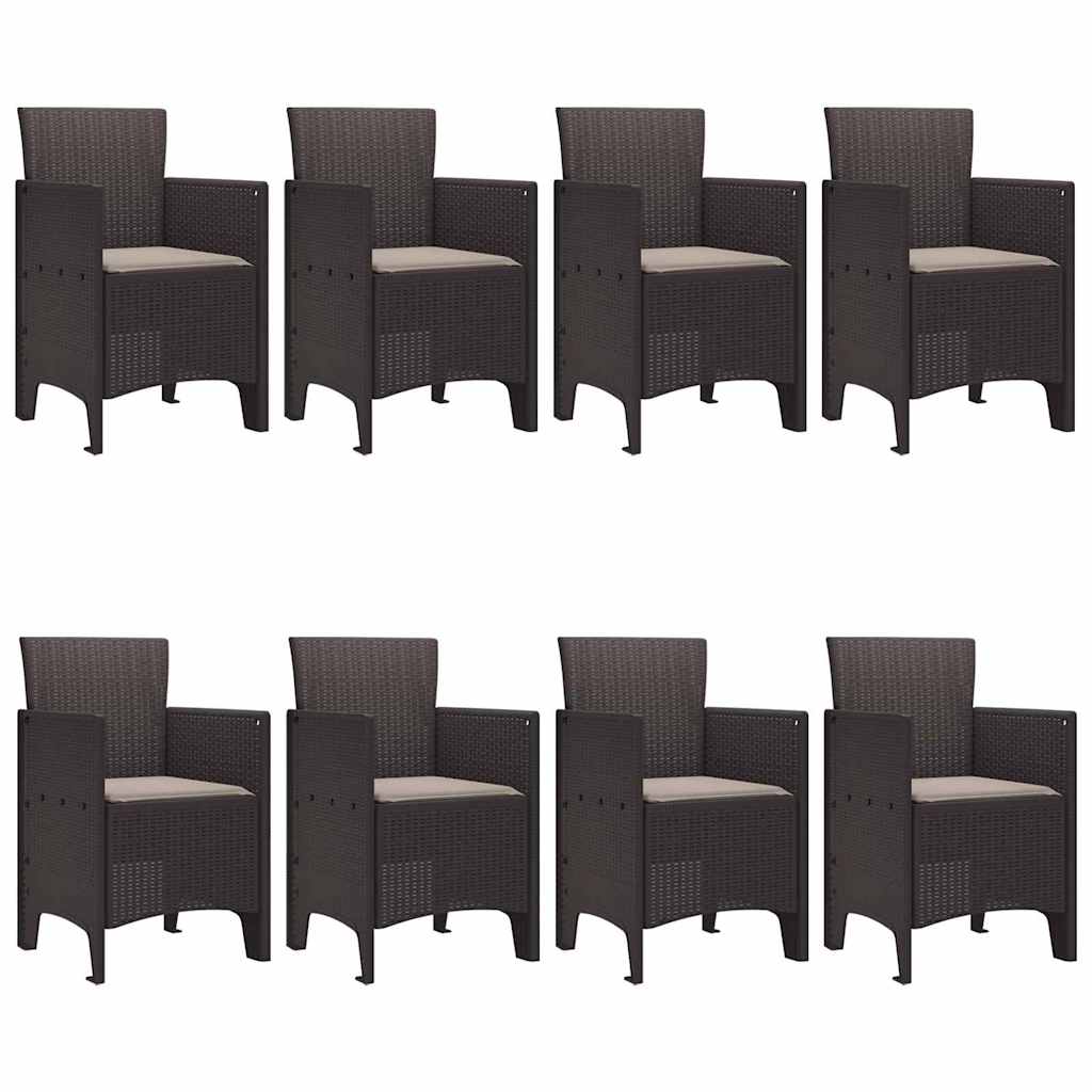 Garden Dining Set 9 pcs Brown Polt rattan
