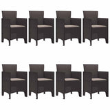Garden Dining Set 9 pcs Brown Polt rattan